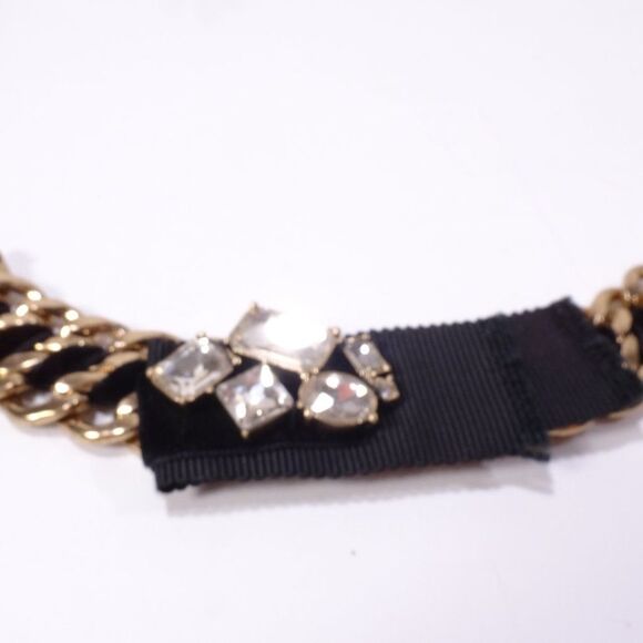 Banana Republic Black Grosgrain Ribbon Onyx Gem Stone Statement Crystal Necklace - Picture 15 of 15